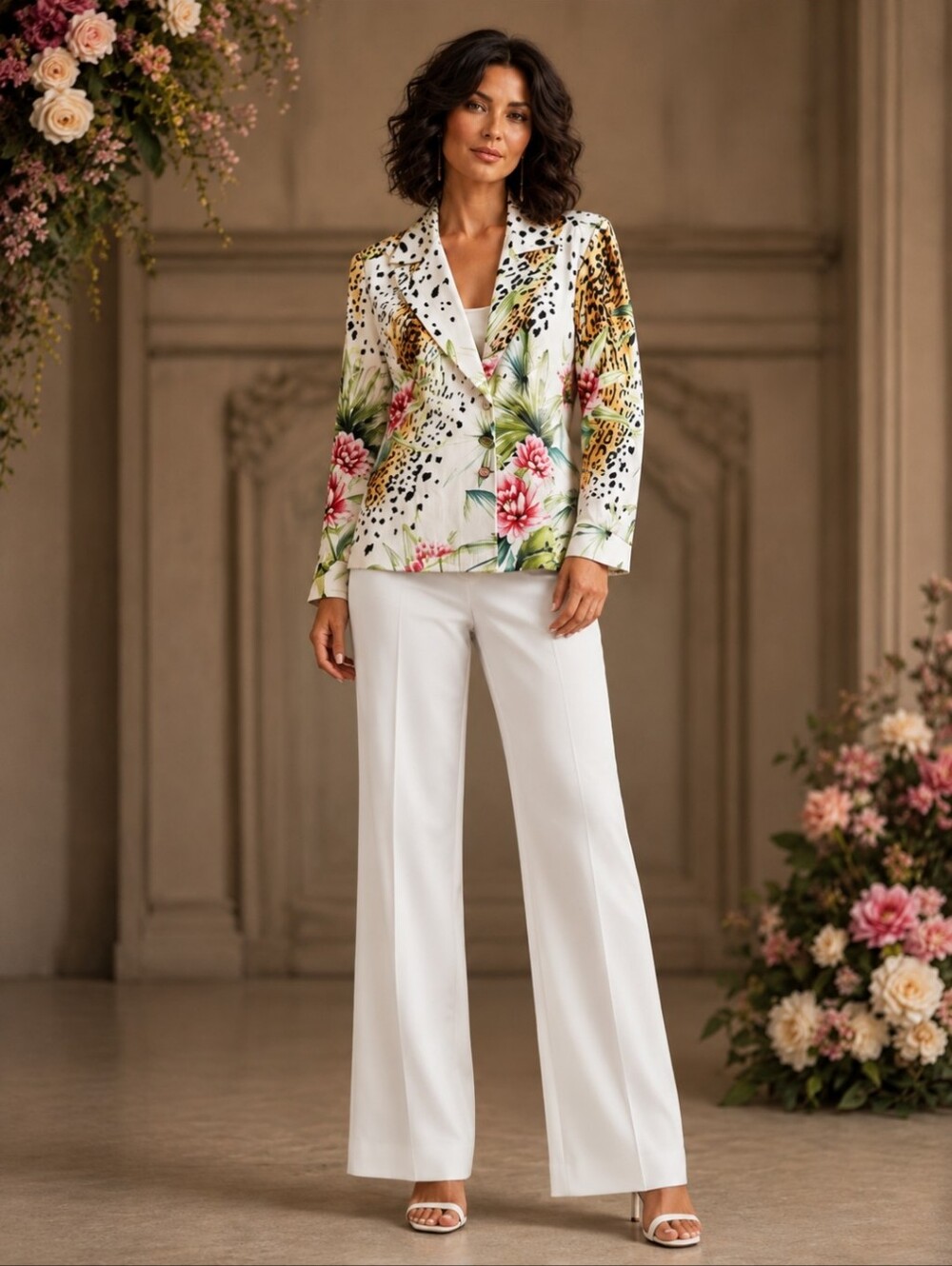 Impulse California Tropical Floral Animal Print Cotton Stretch Jacket | XL
